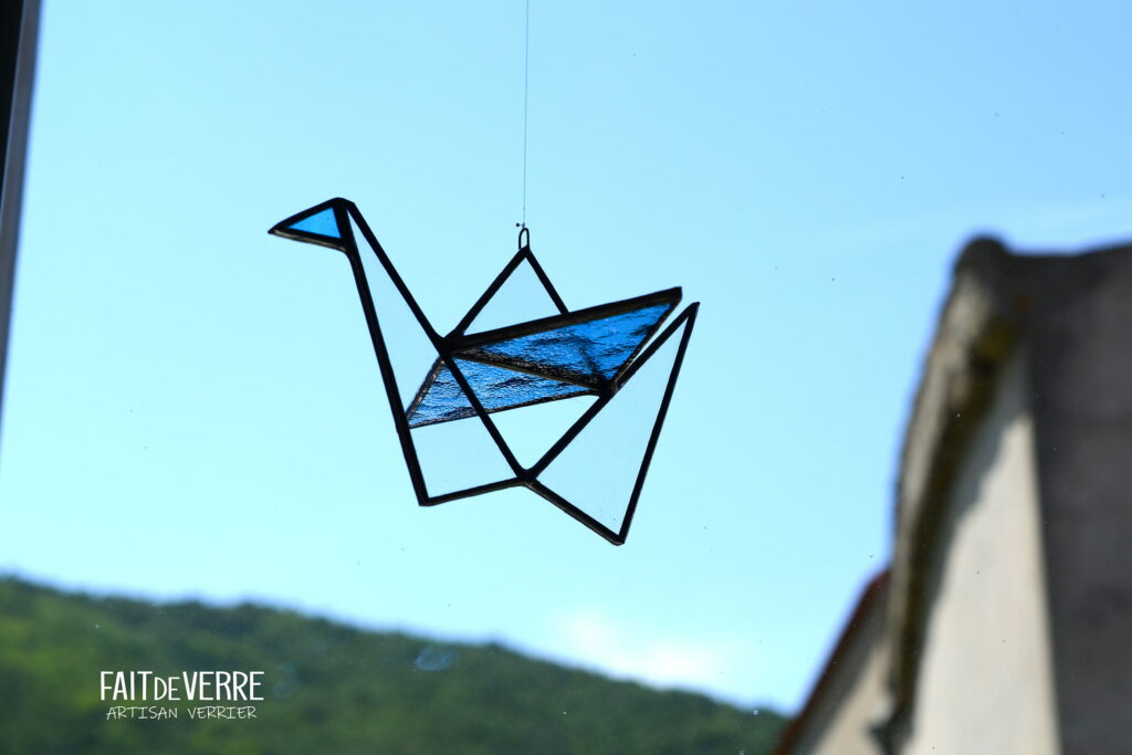 Oiseau origami Fait de Verre
